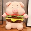 Mignon Hamburg Bear Pig Pig Dog Capybara Toys en peluche Belle dessin animé Animal Poupée de vacances Gift Home Decor Oreiller 240422