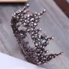 Jewelry Vintage Baroque Bridal Tiara Royal Round Black Crown Bride Crystal Queen King Wedding Hair Accessories Women Men Witch Headpiece