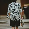 Maden Vintage Hawaiian Banana Leaf Shirts à manches courtes pour hommes Summer Beach Vacation Shirt T-shirts en vrac Blouses Floral 240409