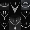 Värdefulla lab diamantsmycken Set Sterling Silver Wedding Halsband örhängen för kvinnor brudgagemang smycken gåva y7ga#