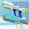 Elektrisk vattenpistol helt automatisk med kontinuerlig belysning cool leksak pistol barn sommar utomhus hög kapacitet vatten leksak 240412