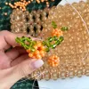 Çantalar retro turuncu boncuklu çanta berrak kristal jöle debriyaj çantası kız boncuklu dokuma çanta kadın için 2022 el yapımı çantalar tasarımcı