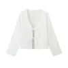 Women's Blouses Solid Color Blouse Women Loose Fit V-neck Top Stylish Shirt For With Front Tie 3/4 Sleeve