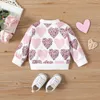 Patpat Baby Mädchen Allover Leoparden Herzdruck Longsleeve Sweatshirt Perfekt für Ausflüge und tägliche Trage Basic Style 240409