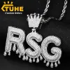 Colliers Iced Out Letter Nom Collier Pendentif pour hommes Bijoux Hip Hop Couronne personnalisée Dirt Douppy Cumbic Zircon Charms Pendant Gift