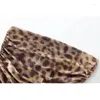 Women's Tanks -Kvinnor's Leopard Print Tulle Topps Ruched Crop Top Sexig backless Corset Summer Halter Female