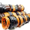 Strands 30pcs Genuine Leather Bracelet Men Black/Brown/Coffee Wide Fashion Press button Vintage Cuff charm bangle wristband wholesale