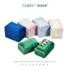 Display TAIMY Velvet Jewelry Box Quadrilateral Ring Box Three Ring Box Wedding Ring Box with Detachable Lid Jewelry Organizer Storage