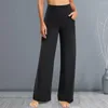 Women's Pants Women Office Work Trousers Stylish High Waist Yoga With Side Pockets Wide Leg Lounge For Streetwear