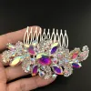 Sieraden zilveren kleur ab rhinestone bloemen blad bruids haar kam voor meisjes kristallen hoofd ornamenten sieraden vrouwen bruiloft haaraccessoires