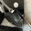 Luxe vintage ontwerper Caviar lederen klassieke klep gewatteerde jongen schoudertassen verstelbare zilveren ketting crossbody handtassen grote capaciteit portemonnee 8 kleuren