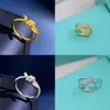 Sier Gold Knot Designer Band Rings for Women、Sweet Bowknot Shining Crystal Bling Diamond Ring Party Wedding Jewelry