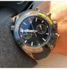 Montre-bracelets Luxury Mens Quartz Chronograph Watch Black Ceramic Orange Canvas Rubber Reloj Hombre