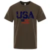Shirts Vintage USA Flag Street Print Männliche T -Shirts Hochqualität neu
