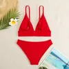 Maillot de bain pour femmes Triangle de bikini rouge Sexy Thong Sling Swimsuit Micro Two Piece Vacation Femmes Brésilien Bathing Bathing Bikinis