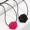 Choker Big Rose Flower Necklace Långt justerbart rep halschain gotisk klavikelkedja blommig krage kvinnor smycken på dropship