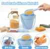 Silicone Beach Toys Set Kids Travel Friendly Beach Silicone Bucket Shovel Sand Molds Beach Bag Silicone Sand Toys for Toddlers 240418