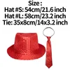 Bérets Sequin Fedora Hat Jazz Performance et cravate pré-cravate rétro disco Halloween fête des accessoires brillants pour les enfants adultes