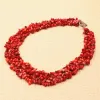 Colliers Fashion Natural Red Coral 57 mm Perles de croustilles de gravier irrégulières Collier de haute qualité Vente chaude Femmes Bijoux Faire 18 pouces B522