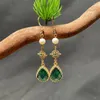 Dangle Earrings Charm Green Jade Water Drop Earrings14K Gold Chinese Ancient Style Luxury Gem For Women Retro Jewelry Gift