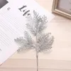 Dekoratif Çiçekler 10 PCS Glitter Toz Simülasyon Bitki Çam Dalları Noel dekorasyon ağacı aksesuarları çelenkler rattan halkaları