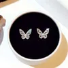 Super Glittering New Ins Fashion Luxury Designer Diamond Zircon Lovely Beautiful Butterfly Stud Earrings for Woman