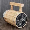 Muggar Imitation Wood Beer Bucket Shaped Whisky Cup Drinkware med handtag 600 ml handgjorda dubbla väggar