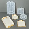 Cerâmica nova bandeja redonda de arco de arco de cimento Silicone molde de concreto armazenamento de armazenamento prato molde molde diy retanghaster resina molde a decoração