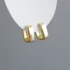 Clips F.I.N.S Koreaanse mode Real S925 Sterling Silver Hoop oorbellen Gold Plain Square Hoops Ear Buckle Dames Minimalistische fijne sieraden