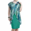 Lässige Kleider Frauen Digital bedrucktes Flutterhülsen Chiffon Kleid Sommer Long für Cocktail