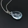 Necklaces CSJ New Aquamarine Pendant Sterling 925 Silver Created Gemstone 18*26mm Topaz Necklace for Women Party Birthday Jewelry Gift