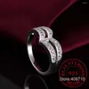 Cluster Rings Luxury Female Small Round Stone Ring Real 925 Sterling Silver Engagement Crystal Solitaire Wedding For Women