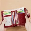 Wallets 2023 New Genuine Leather Women's Wallet Multifunctional Anti Theft Swipe Card Bag Short Large Capacity Folding Zipper Wallets