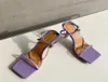 2021Summer Elegant Women Purple High Heels Chain Sandals Designer Open Toe Green Yellow Stiletto klackar Sandaler Nattklubbskor Y075983342