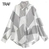 Camicette da donna camicetta primavera estate camicia da stampa geometrica camicie in stile coreano eleganti e giovani