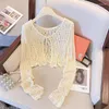 Women's Knits Cardigan Apricot Lace Belt Shrugs Gentle High Street Sun-proof Outwear Elegant Breathable All-match Long Sleeve V-neck Top