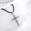 Kettingen eudora 925 Sterling Silver Jezus Cross ketting Vintage Crucifix amulet hanglampjes religieuze sieraden persoonlijkheid geschenk voor mannen vrouwen