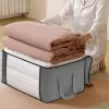 Väskor stor kapacitet fällbar quiltkläder förvaring väska dammtät tröja filt arrangörsbox med handtag förvaringsfack