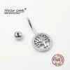 Smycken Hellolook 925 Sterling Silver Wishing Tree Belly Buttton Ring Lucky Tree Navel Piercings For Women Body Piercing Smycken