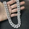 Оптовая 12 мм 15 -мм хип -хоп VVS Diamond Bracelet Bracelet Drophishing Silver Iced Out кубинская связь Moissanite Chain