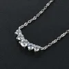 Smile Round Cut Original 5 Stone Moissanite Curved Smile Pendant Necklace 925 Sterling Silver Chain Lady Jewelry With GRA