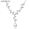 Colliers Zhboruini 2019 Collier de perle Natural Natural Freshater Perle Choker Collier LEAF PENDANT 925 SERVILLE SIGNE BIELLIE DE FEMMES GADE