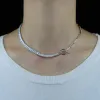 Colliers Ice Rectangle cubic Zirconia CZ Chaîne de tennis à moitié ouverte Chaîne de liaison Toggle Clasp New Fashion Women Choker Collier