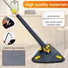 Telescopic Triangle Mop with Scraper Adjustable Squeeze Wet and Dry Use Water Absorption 360° Rotatable Cleaning Floor Tool 240422