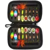 Accessoires 16pcs / set Fly Fishing Spinner Baits Set Treble Hook Metal Sequin Trout Spoon Bass Lures Fish Organizer Box Rangement de rangement