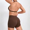 Ensembles actifs yoga d'été ensembles femmes sexy licou sport sport soutien-gorge hauts shorts en ruisseaux de tracksuit de fitness