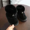 Boots CCTWINS Kids Shoes 2024 Winter Baby Girls Genuine Leather Children Fashion Snow Toddler Warm Ankle SNB029