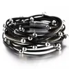 Allyes Metal Beads Charm Bracelets en cuir pour femmes Chaîne cristalline Bohemian Bracelet enveloppant multicouche Bijoux féminin 240422