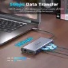 Hubs Qgeem USB C Hub для MacBook Pro Triple Display Type C Hub к двойным 4K HDMI DP Micro SD Reader Reader RJ45 AUX PD USB Адаптер Хаб