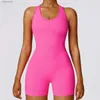 Tracksuits voor dames dames naadloze sport shorts jumpsuit holle kale rug rimpels sexy aap één stuk set fitness werk kleding jumpsuit yq240422